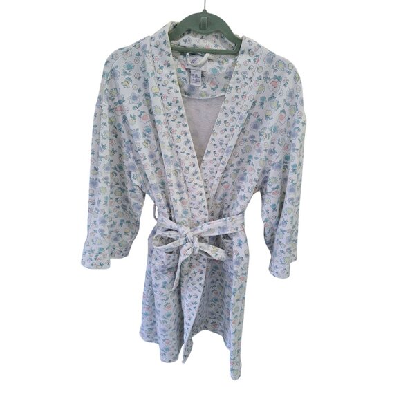 Hampton House Floral Print Womens Robe Pockets Belt Medium Vtg Women's Cottage - Picture 1 of 8